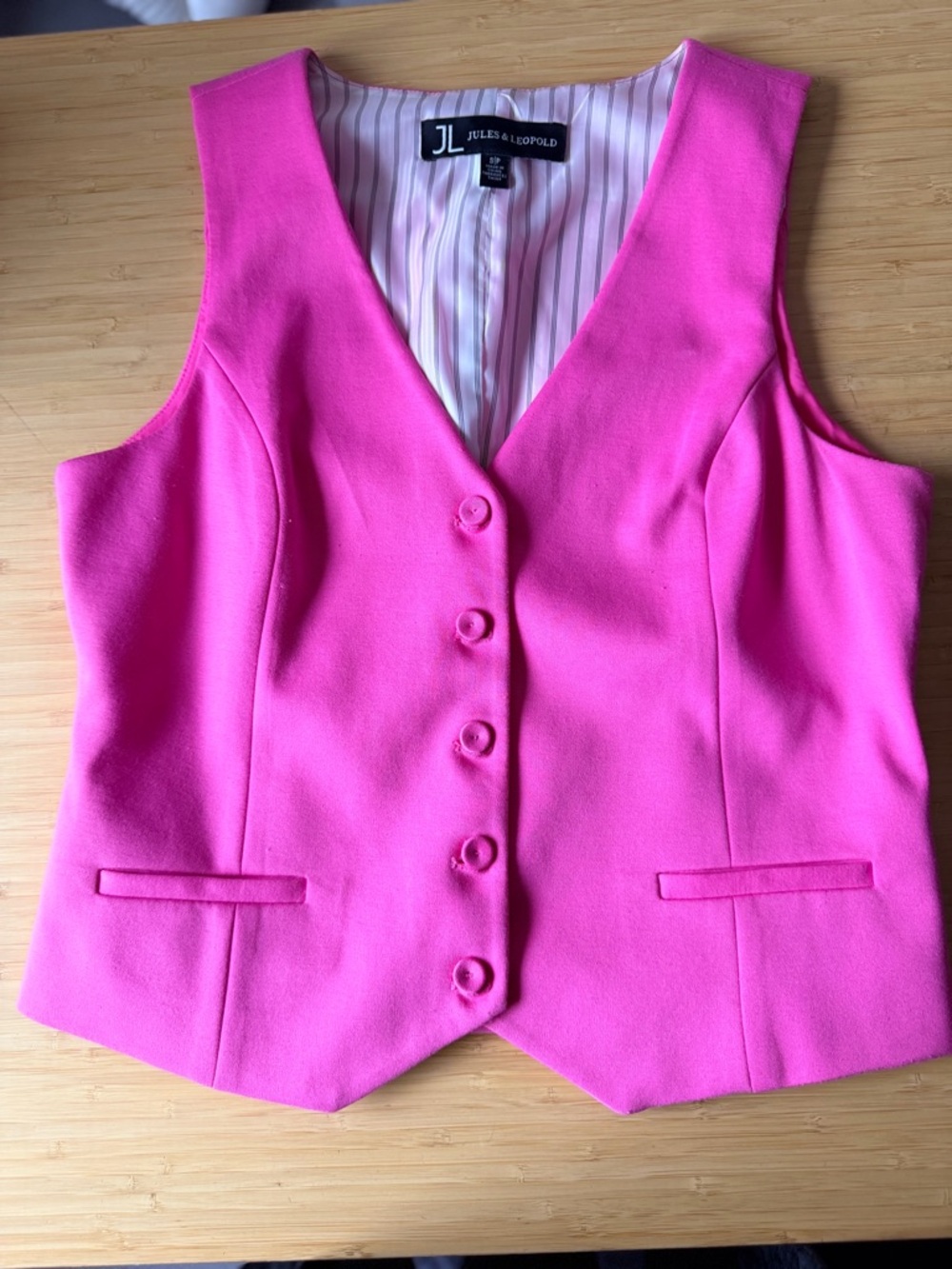 Jules & Leopold Hot Pink Striped-Lined Vest
